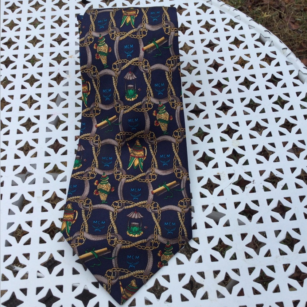 MCM Vintage Silk Graphic Logo Tie
